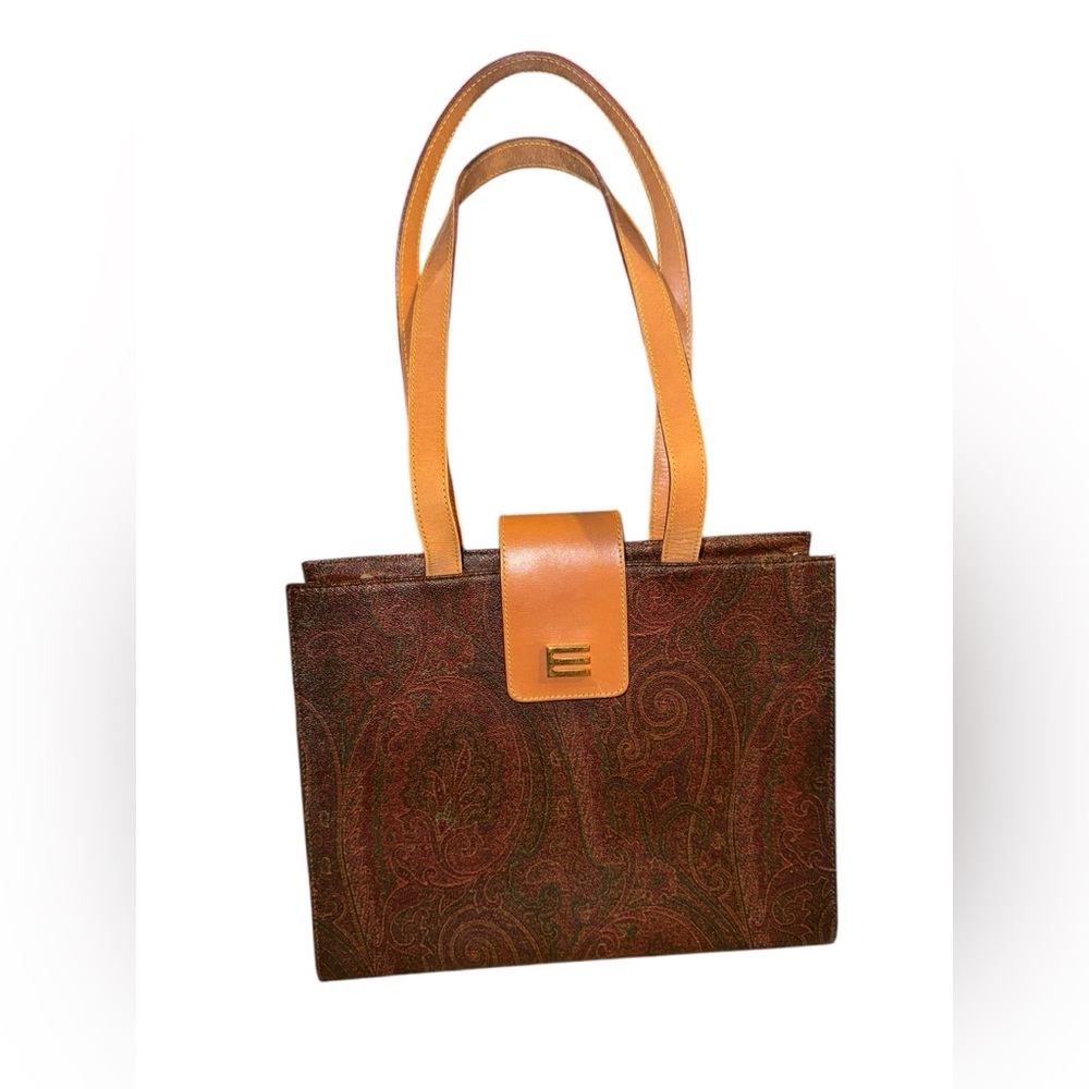 ETRO PVC Leather Paisley All Over Pattern Shoulder Bag Arnica GUC